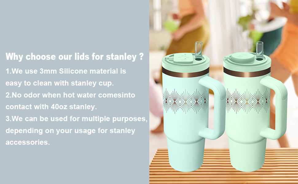 LGVOA 2 Pcs Cup Lid for Stanley Replacement, Stanley Leak Proof Lid with Pill Box + Coffee Funnel, Cup Lid Replacement for 40oz Stanley Quencher Accessories (Matcha Green) 11 Why choose our lids for Stanley?