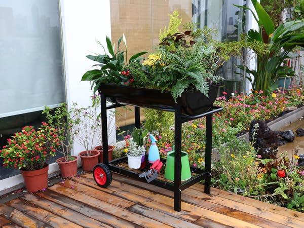 Amazon.com: Aveyas Metal Raised Planter Box on Wheels with