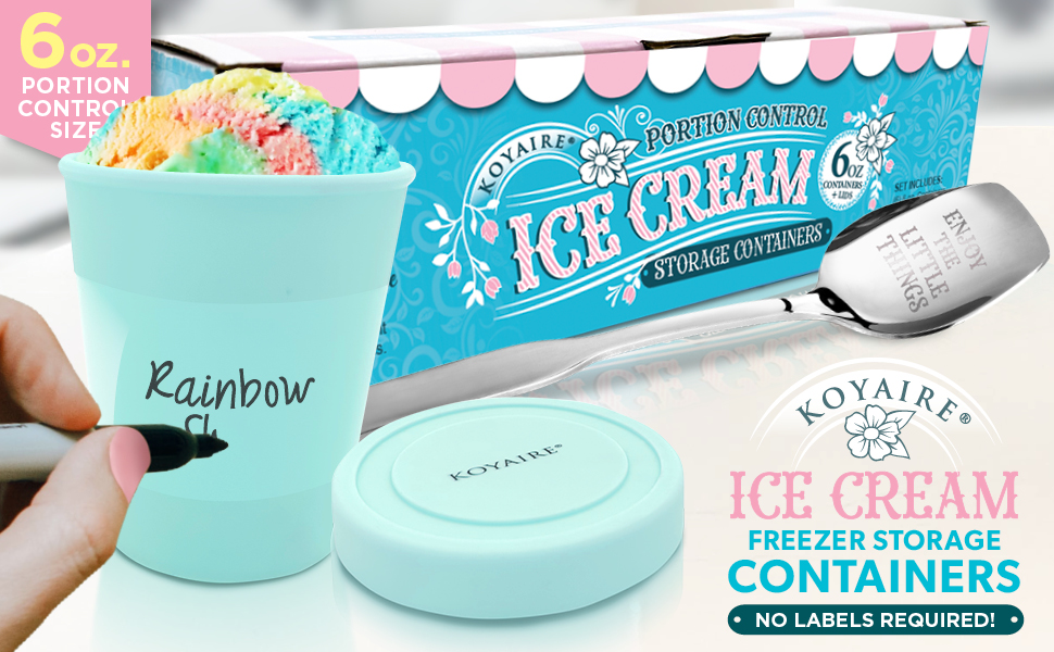 KOYAIRE Snack Size Ice Cream Containers for Homemade Ice