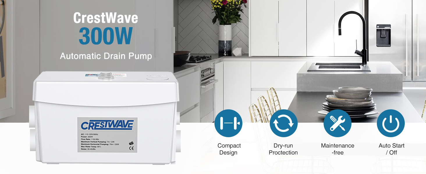 CrestWave 300W automatic drain pump