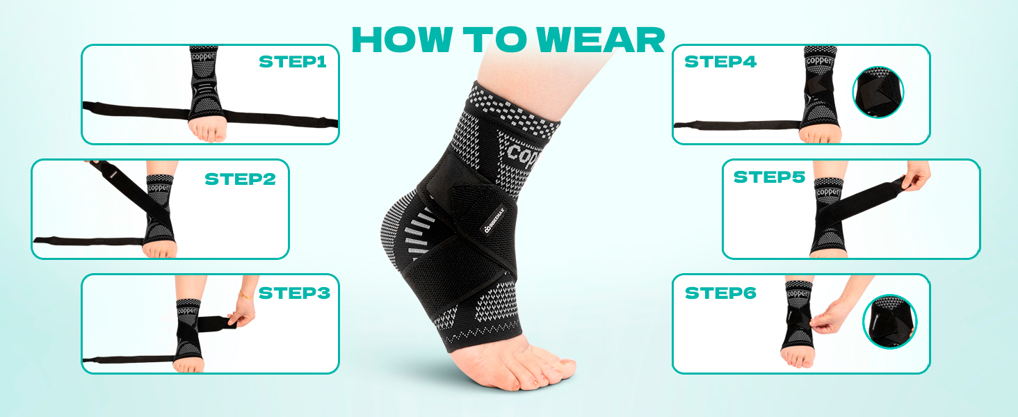 Copper Ankle achilles tendonitis Brace for Sprained Ankle Compression Sleeve Support for Women Men