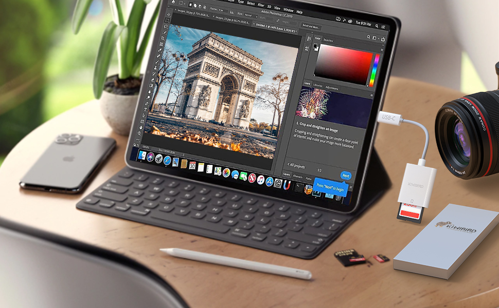 KiwiBird USB C SD Card Reader, SD to Type C OTG Adapter for SDHC SDXC