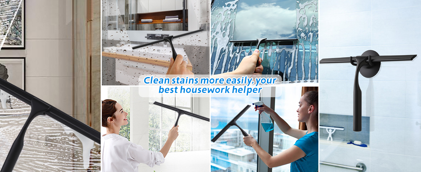 Shower Squeegees 12” with Replace Blade,Luxear Stainless Steel Bathroom