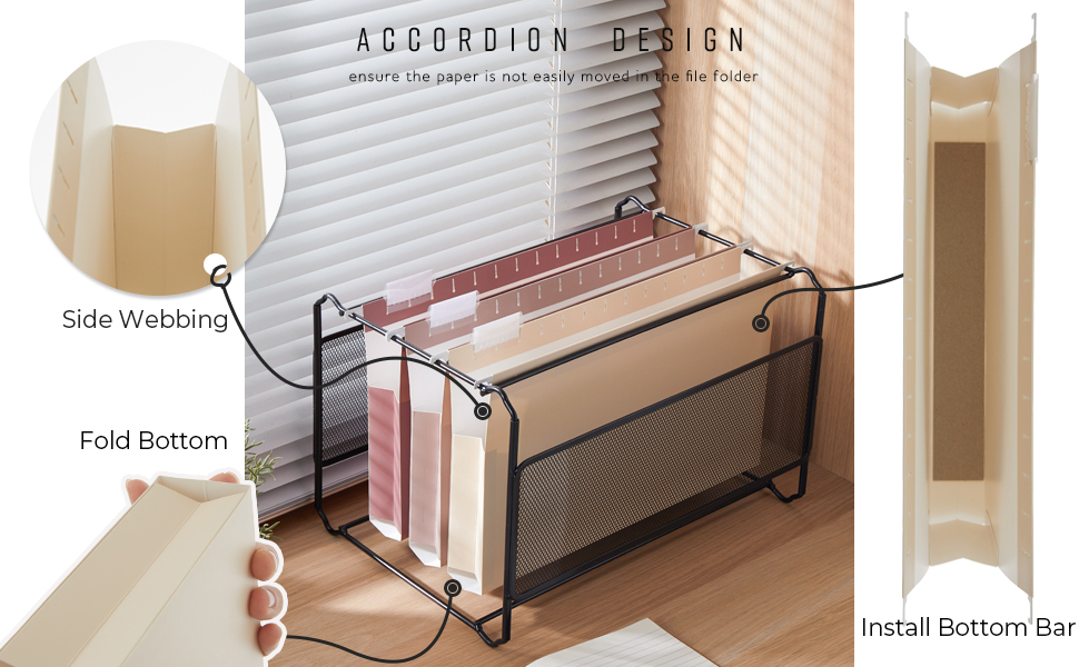 Y YOMA 6 Pack Extra Capacity Hanging File Folders Legal Size Accordion