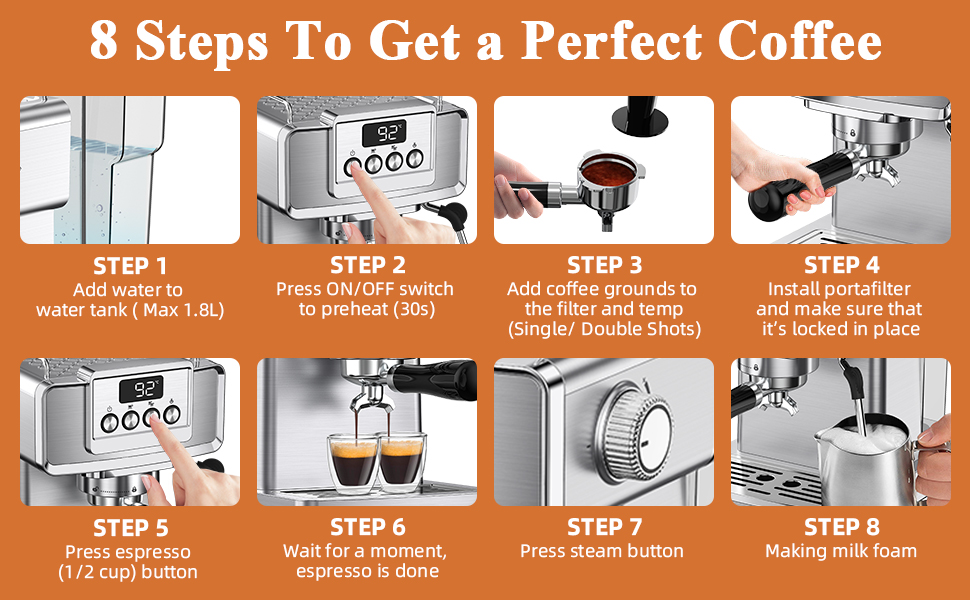 SUMSATY Espresso Machine, Stainless Steel Espresso Machine