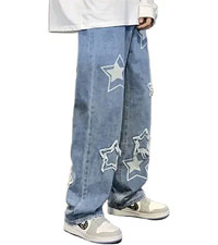Amazon.com: Women's Baggy Jean Vintage Alphabet Print Jeans