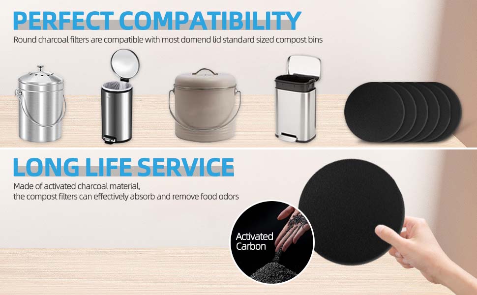 Charcoal Filters for Kitchen Compost Bucket