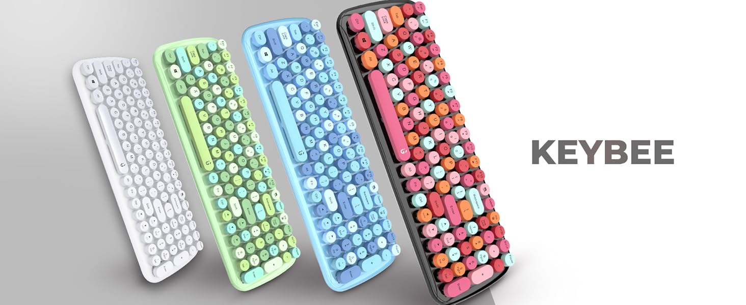 iGear KeyBee Retro Typewriter Inspired 2.4GHz Wireless Keyboard with Mouse Combo for Desktop/Laptop and Devices with USB Support, Single Nano Receiver, Round Keycaps, Cleaning Brush (White) (White) 33 iGear KeyBee Retro Typewriter