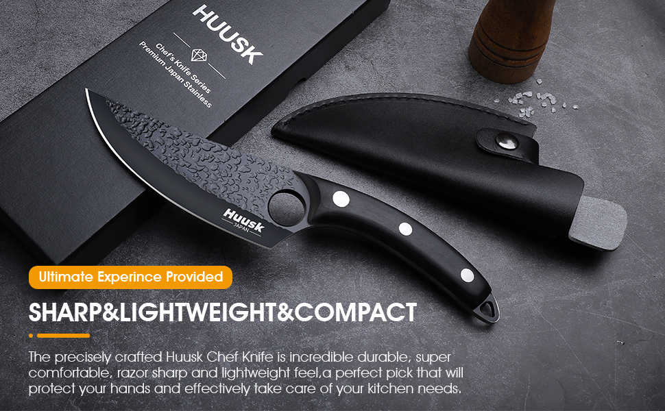 Huusk Japan Knife,Sharp Knife Chefs Knife with Leather Sheath Viking Knife Husk