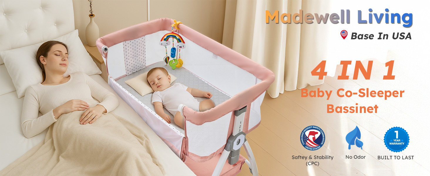 4-IN-1 baby bassinet bedside sleeper