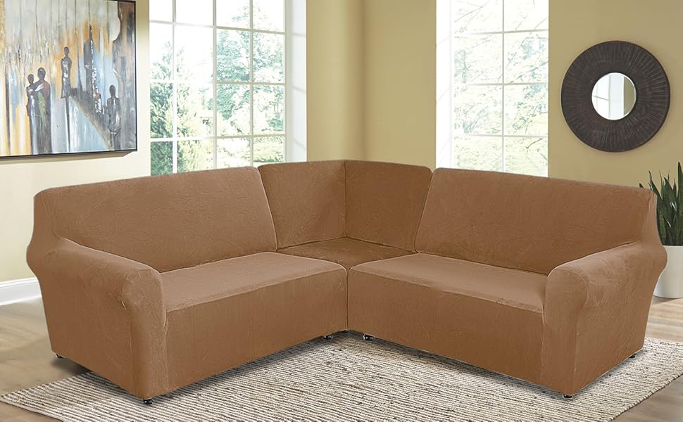 3Piece Corner Sofa Cover L Shape 5 Seater Corner Couch Cover Soft