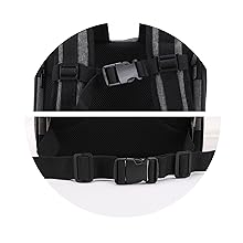 Nahaufnahme von schwarzen verstellbaren Riemen und Schnallen, wahrscheinlich Teil eines Rucksack- oder Gurtsystems.