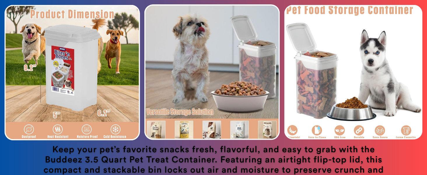 pet treat container dog treat storage cat treat container jar airtight flip top pet stackable bin