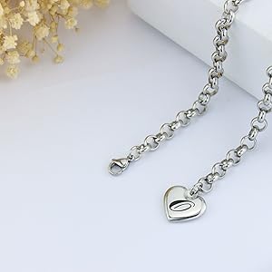 Initial heart bracelet for women valentine's day