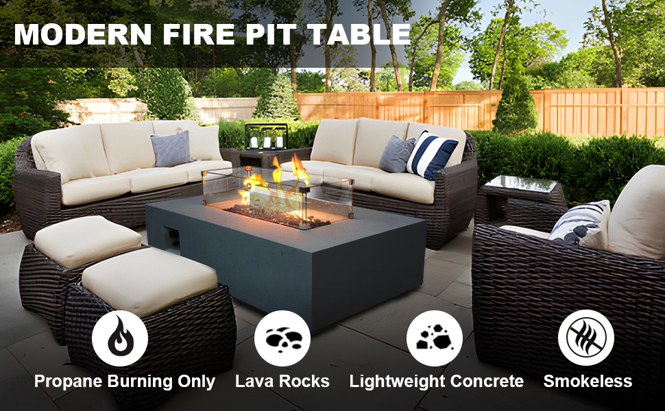 Outdoor Propane Fire Pit Table,52 Inch Outdoor Concrete