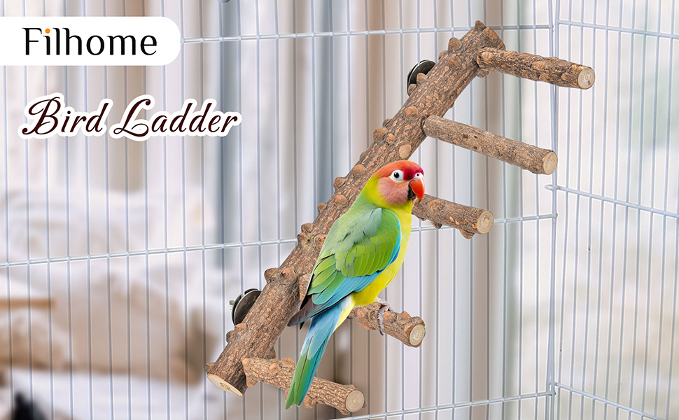 Filhome Bird Ladder, Natural Wood Bird Perch Stand