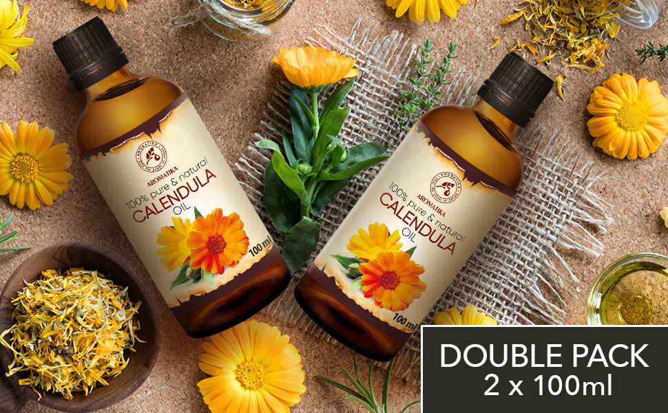 Calendula Oil set 2*100ml - 100% Pure & Natural Calendula Oils - Marigold Oil 200 ml - Benefits
