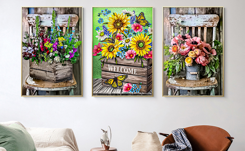 YALKIN 3 Packs Paint by Number Kits for Adults, Easy