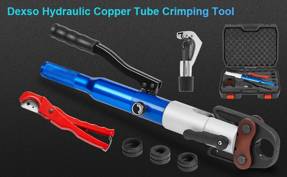 DEXSO 3P00RRY9VC Copper Tube Fittings Crimping Tool with 1/2", 3/4", 1"Jaw Copper Pipe Press