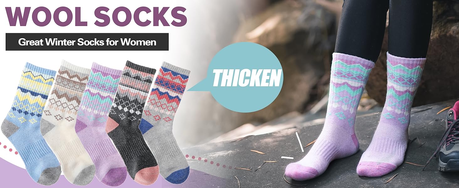 EBMORE Womens Merino Wool Hiking Socks