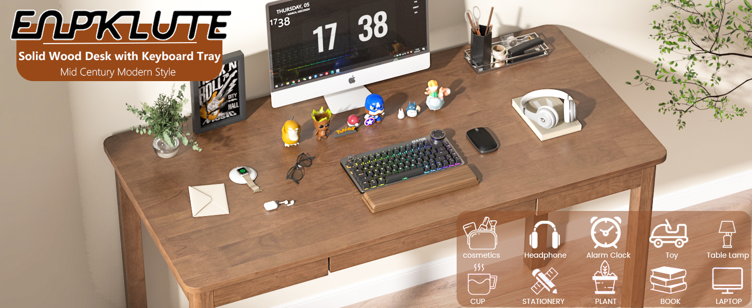 desk with keyboard tray
