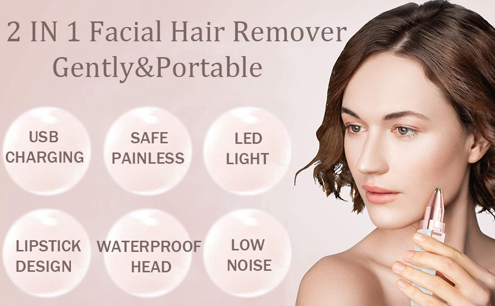 2 IN 1 FACIAL HAIR REMOVER& EYEBROW TRIMMER