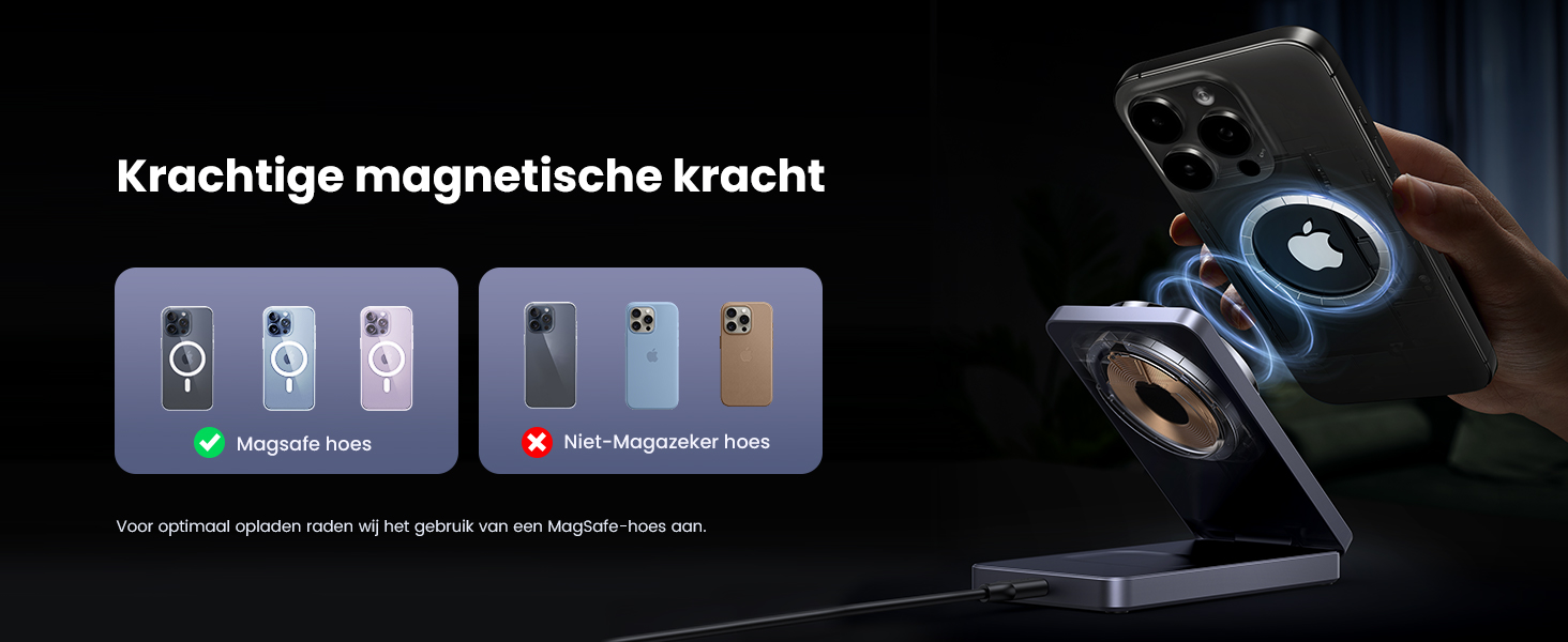 UGREEN MagFlow Qi2 15W Magnetisch Oplaadstation 2-in-1 4