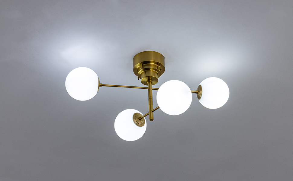Amazon.co.jp : Chende シーリングライト 真鍮 ガラス 4灯 LED