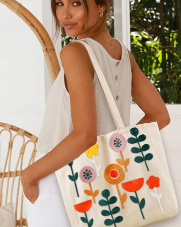 Miss Adola Embroidery Canvas Tote Bag for Women