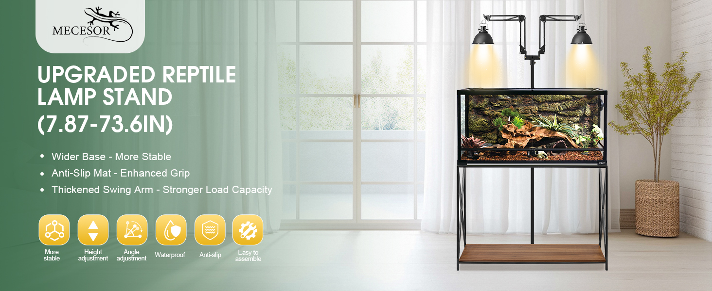 MECESOR Dual Reptile Heating Lamp Stand
