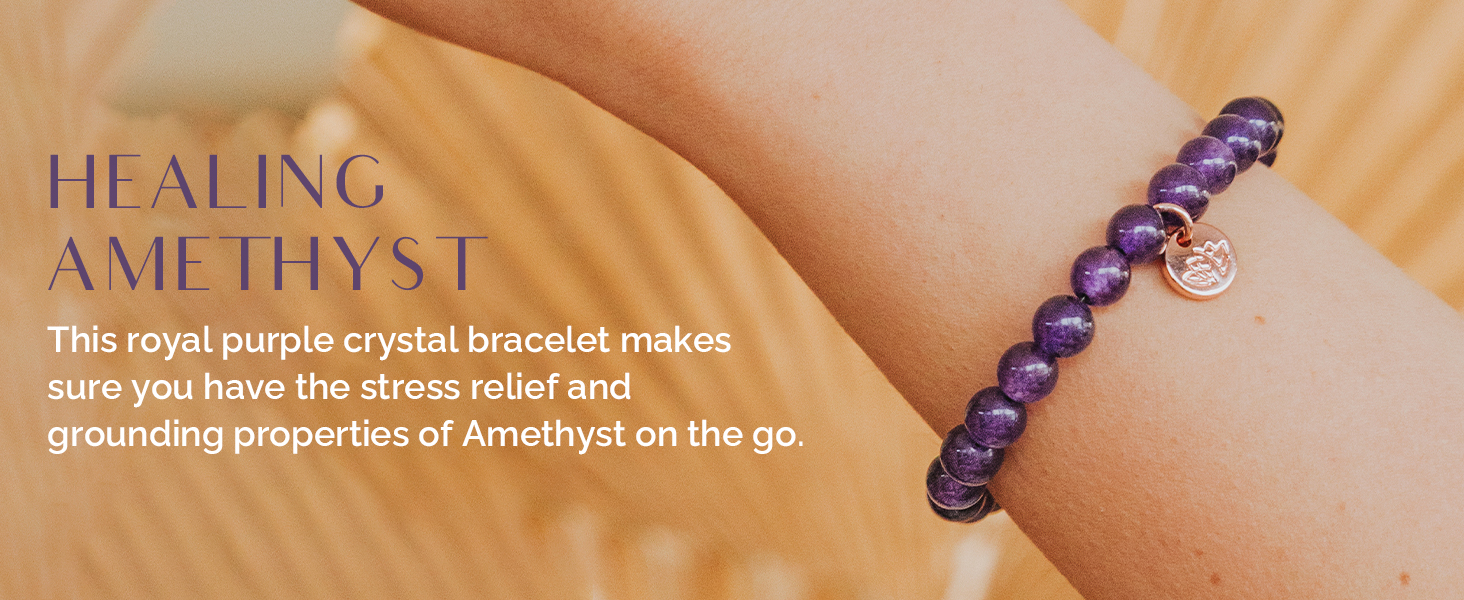 Relaxation Gifts Women Stress Relief Crystal Candle Amethyst Beaded Bracelet Lavender Candles 