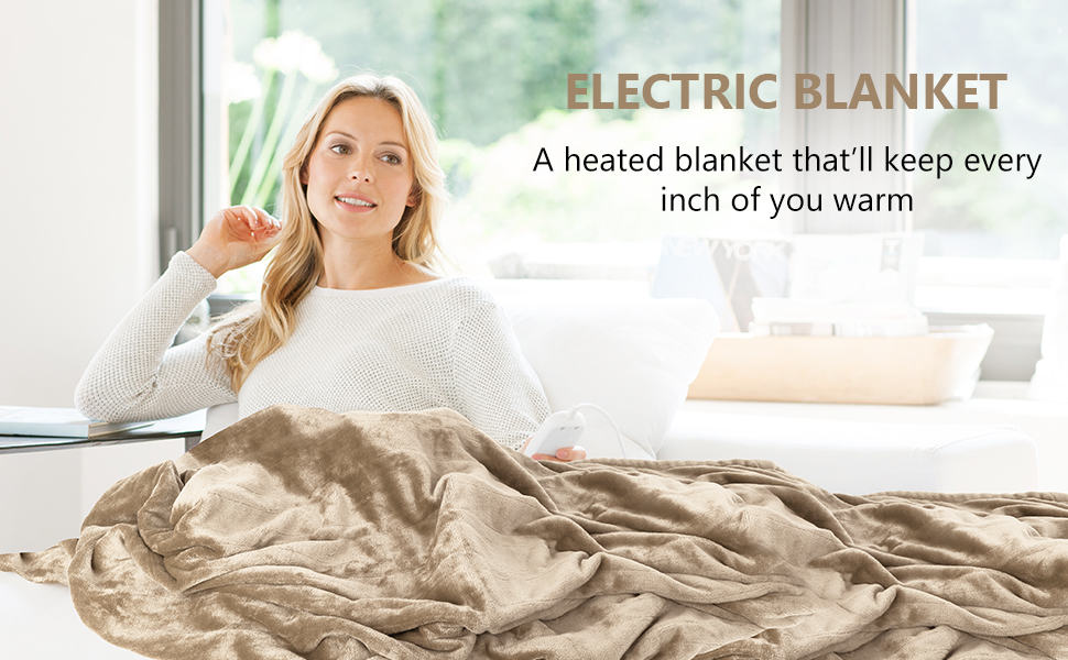 ZJZJ Heated Blanket, 50inx60in Flannel Electric Throw, with