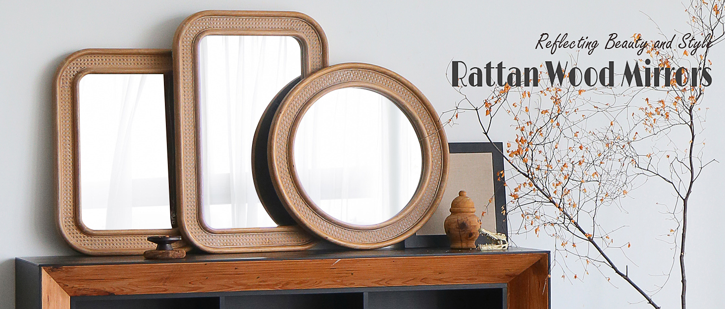 Rattan Wood Mirror