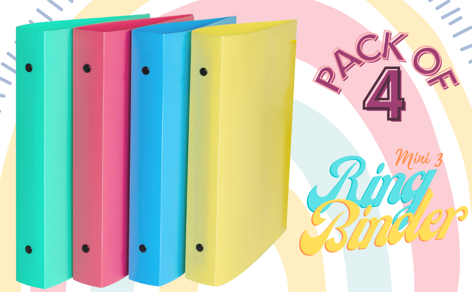 1InTheOffice Mini 3 Ring Binders 5.5 x 8.5, Three Ring