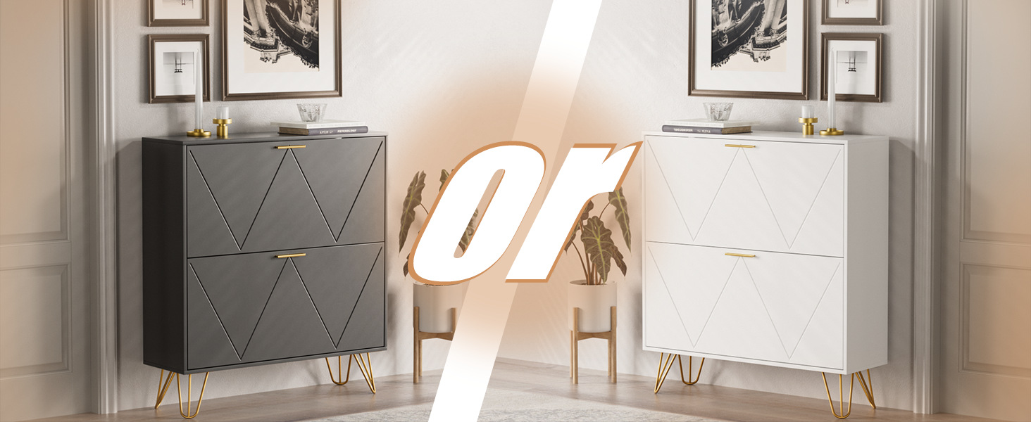 NOVAMAISON Shoe with 2 Flip Drawers, Entryway Shoe