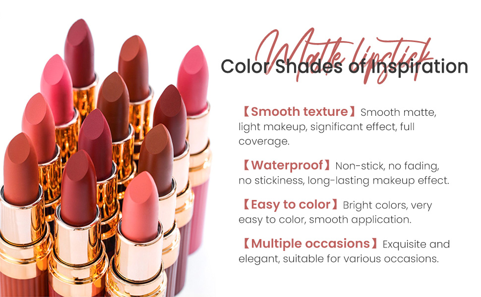 Nude Lipstick Matte Sets,Velvet Lipstick for Women Long Lasting Waterproof 24 Hours Lip Stick