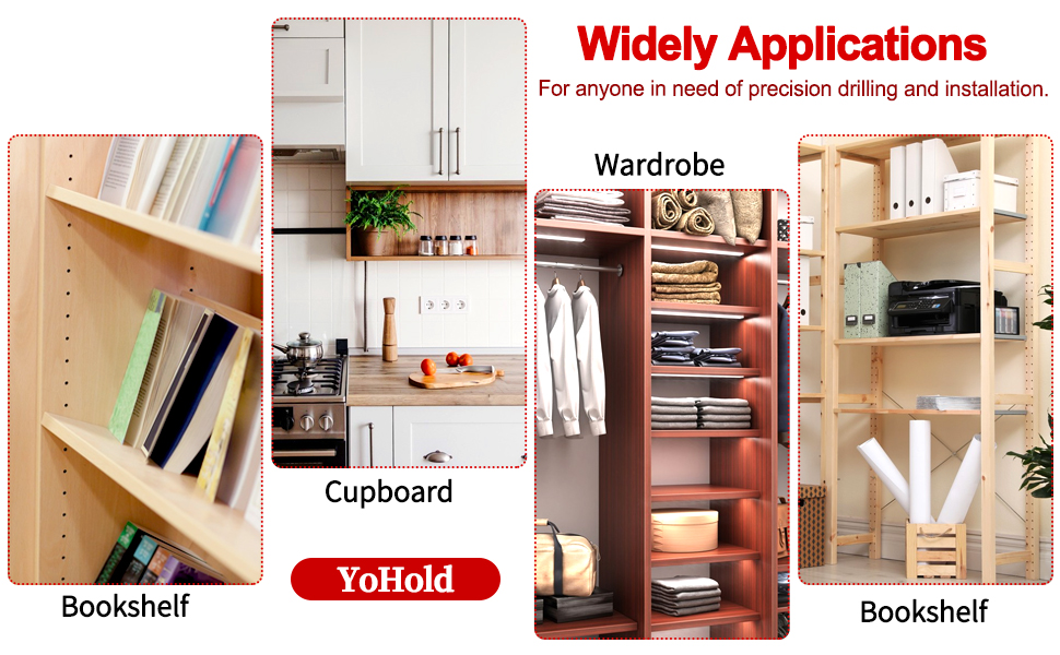 YoHold Shelf Pin Jig, 1/4 Adjustable Shelf Jig Drill Guide