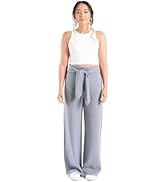 Karen Thomas 100% Cashmere Tie-Waist Wide Leg Pants – Luxuriously Soft, Comfortable, and Versatil...