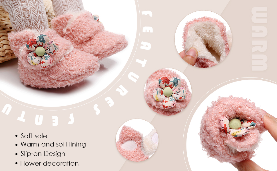 baby girls slippers 12-18 months 6-12 months 0-6 months winter slippers for baby baby house shoes