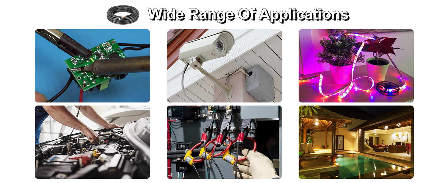 Collage of six images showing various applications: industrial spraying, toilet paper installation, laboratory work, automotive repair, construction, and interior lighting.