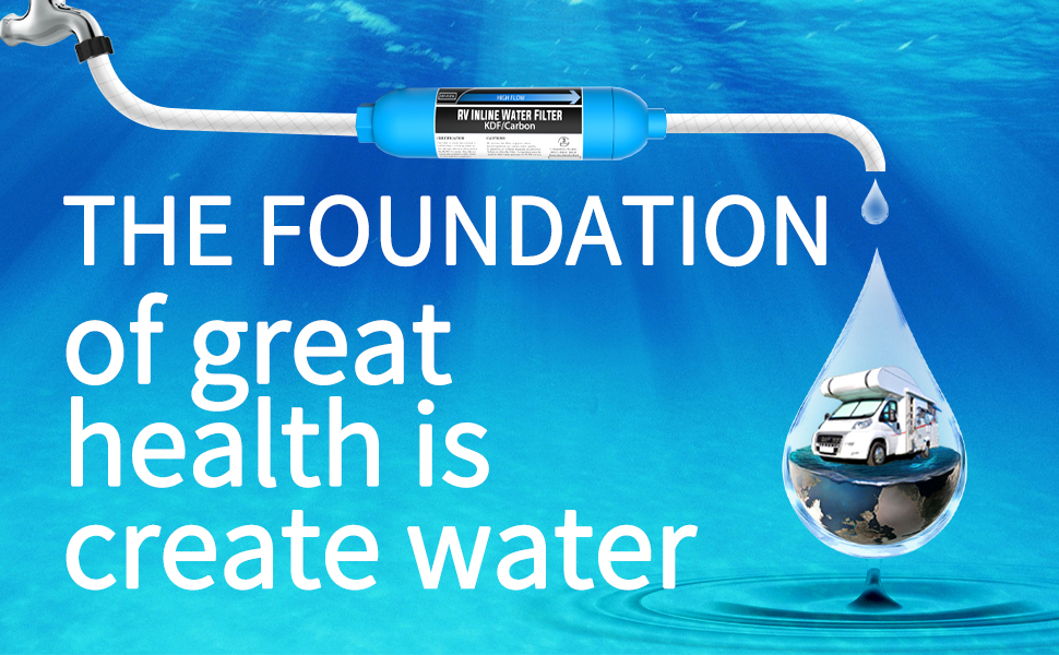 Lifefilter RV Inline Water Filter with Flexible Hose Protector,Reduces