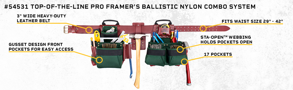 Clc signature elite apron combo leather durable quality custom construction electrician contractor 