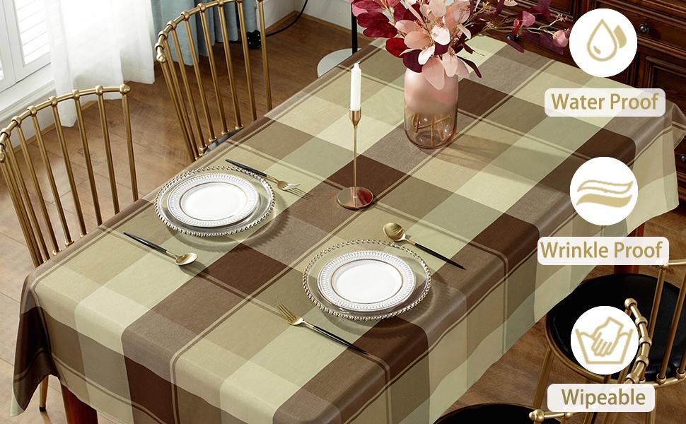 Rectangle Tablecloth 52 x 70 Inch Checkered Table Cloths Spillproof
