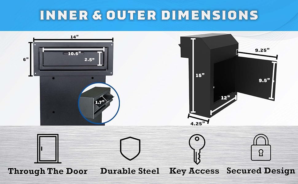 Through The Door Mail Drop Box 1.2mm Steel Payment Dropbox Door