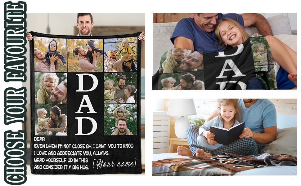 Youltar Dad Gifts Custom Blanket with Photos Birthday Gifts