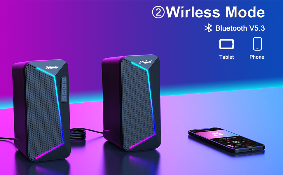 SOULION R40 Computer Speakers, USB Surround PC Speakers for Desktop, 6