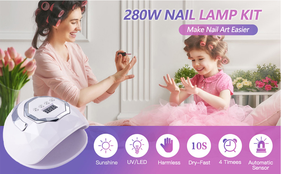 La Lampe Uv Sèche T Elle Le Vernis Normal Lampe UV LED Ongles 280W,Professionnel Sèche Ongles avec 66 LEDs,Lampe