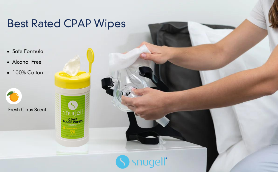 CPAP Mask Wipes by Snugell 70 Count Fresh Citrus Scent