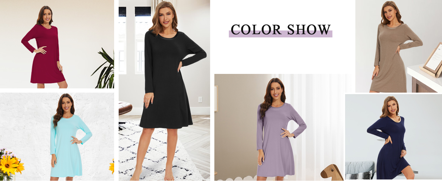 Loose Comfy Sleep Shirts for Women Sofy Lightweight Long Sleeve Sleepwear Casual Sleep Nightshirt