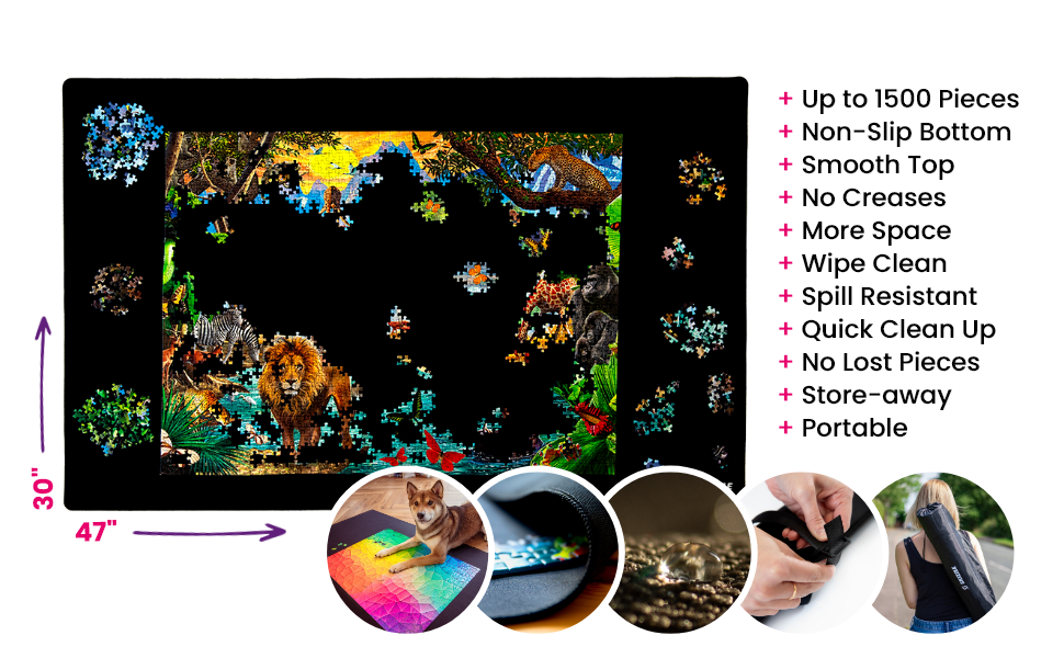 Puzzle Mat Roll Up 47" x 30" No Fold Jigsaw Puzzle Mat